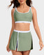 Sporty Color Block Side Slit Skirted Bikini Set