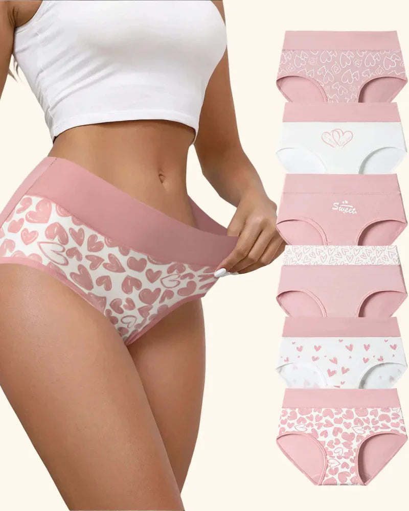 Cute Love Print Soft Cotton Stretchy Women's Panties (6 Pack) Main image