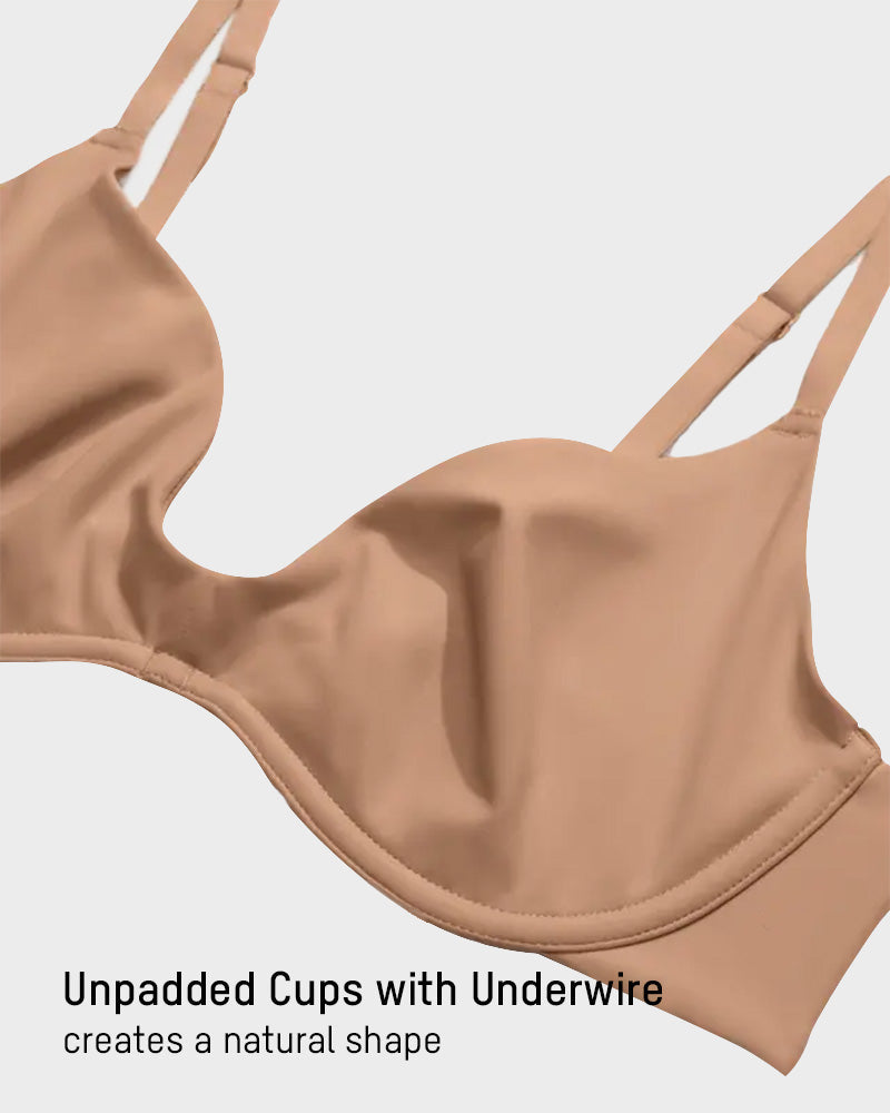 Women's Inbarely Plus Plunge Bra - Unlined Underwire Sexy Demi Balconette Bras