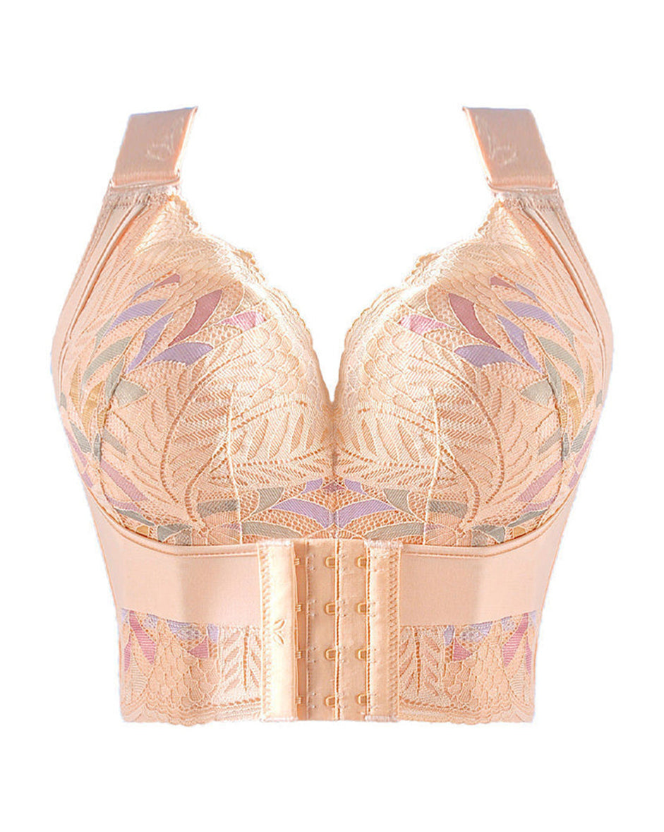 Women's No Steel Ring Bra Front Buckle Lift Bralette Breathable Underwear Breast Gathered Anti-Sagging Lingerie