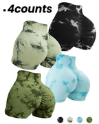 High Waist Seamless Tie Dye Yoga Shorts (4 Pack)