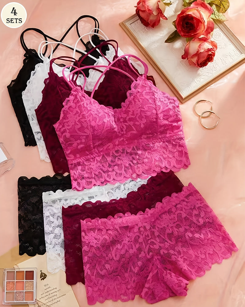 Underwear&Sleepwear Basics 4sets Lace Wireless Bra And Panty Set Lingerie Set Main image
