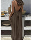 Womens Sleeveless Cami Lounge Maxi Dress Solid Color  Sleepwear