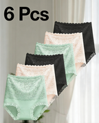 Women's Floral Lace High Waist Hip Lifting Cotton Briefs (3 Pack / 6 Pack)