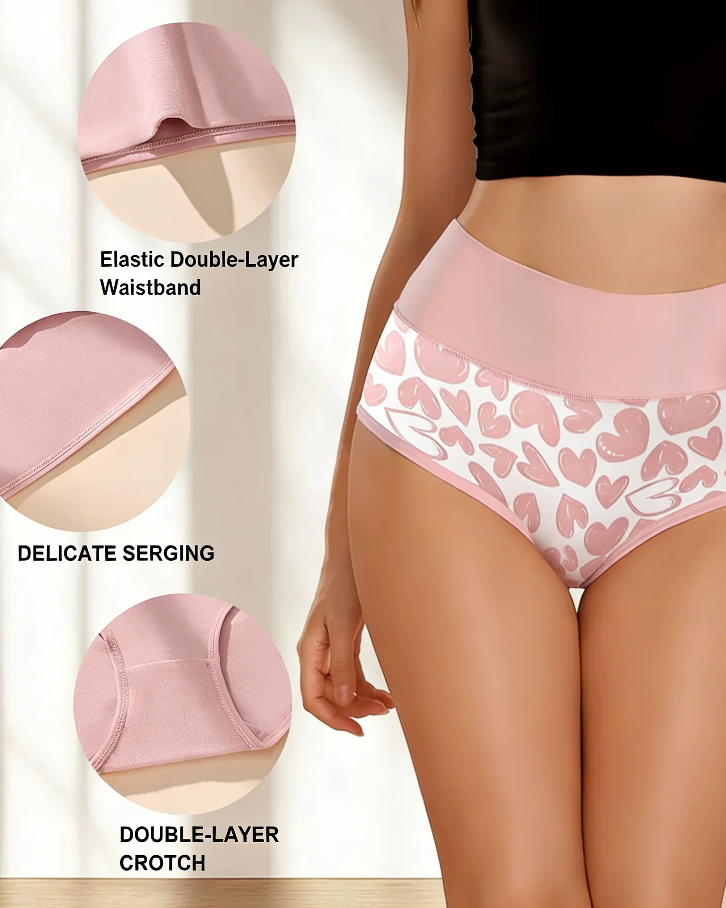 Cute Love Print Soft Cotton Stretchy Women's Panties (6 Pack) Secondary image