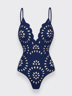 Flower Hollow One Piece Swimsuit and Skirt