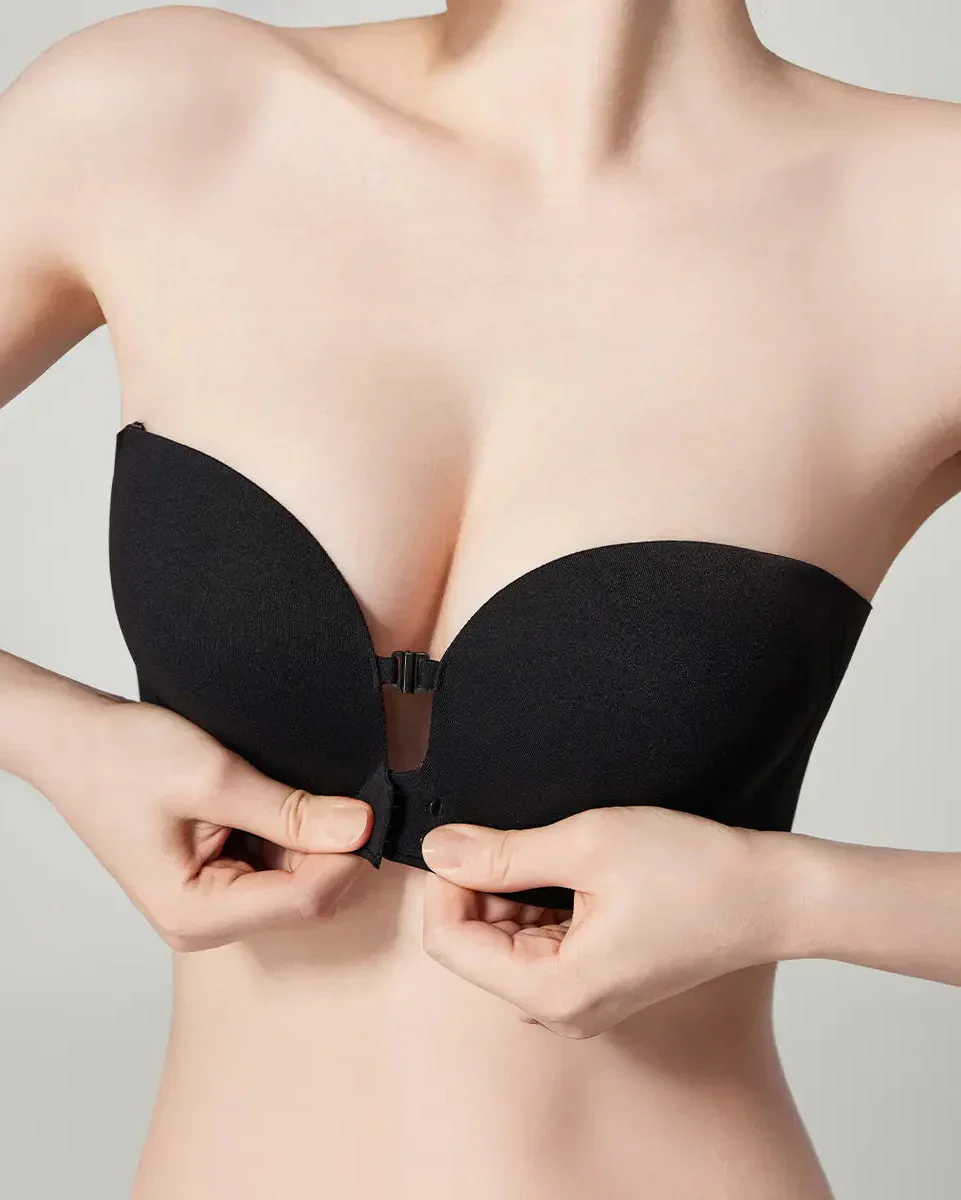 No-Slip Front Closure Push-Up Strapless Bra