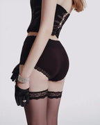 Rhinestone Lace High Waist Seamless Women's Panties
