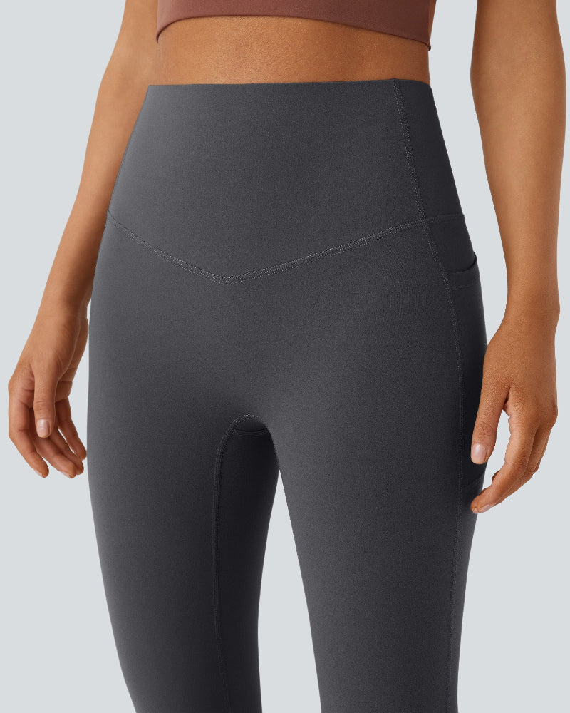 High Waisted Tummy Control Pocket Shaping Yoga Bootcut Leggings