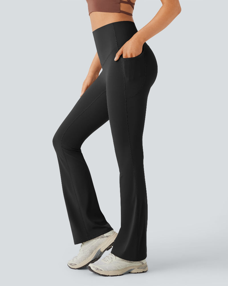 High Waisted Tummy Control Pocket Shaping Yoga Bootcut Leggings Main image