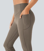 High Waisted Tummy Control Pocket Shaping Yoga Bootcut Leggings
