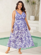 Two-Piece Floral Print Ruched Mesh Swimsuit