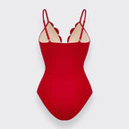 Flower Hollow One Piece Swimsuit and Skirt