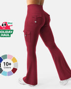 High-Waisted Flare Leggings with Pockets & No Front Seam