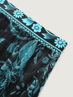 Two-Piece Floral Print Ruched Mesh Swimsuit
