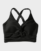 Textured Knot-Front High-Waisted Bikini Set