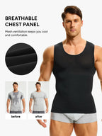 Men's Sleeveless Compression Shirt Tummy Control Mesh Tank Top Body Shaper Vest