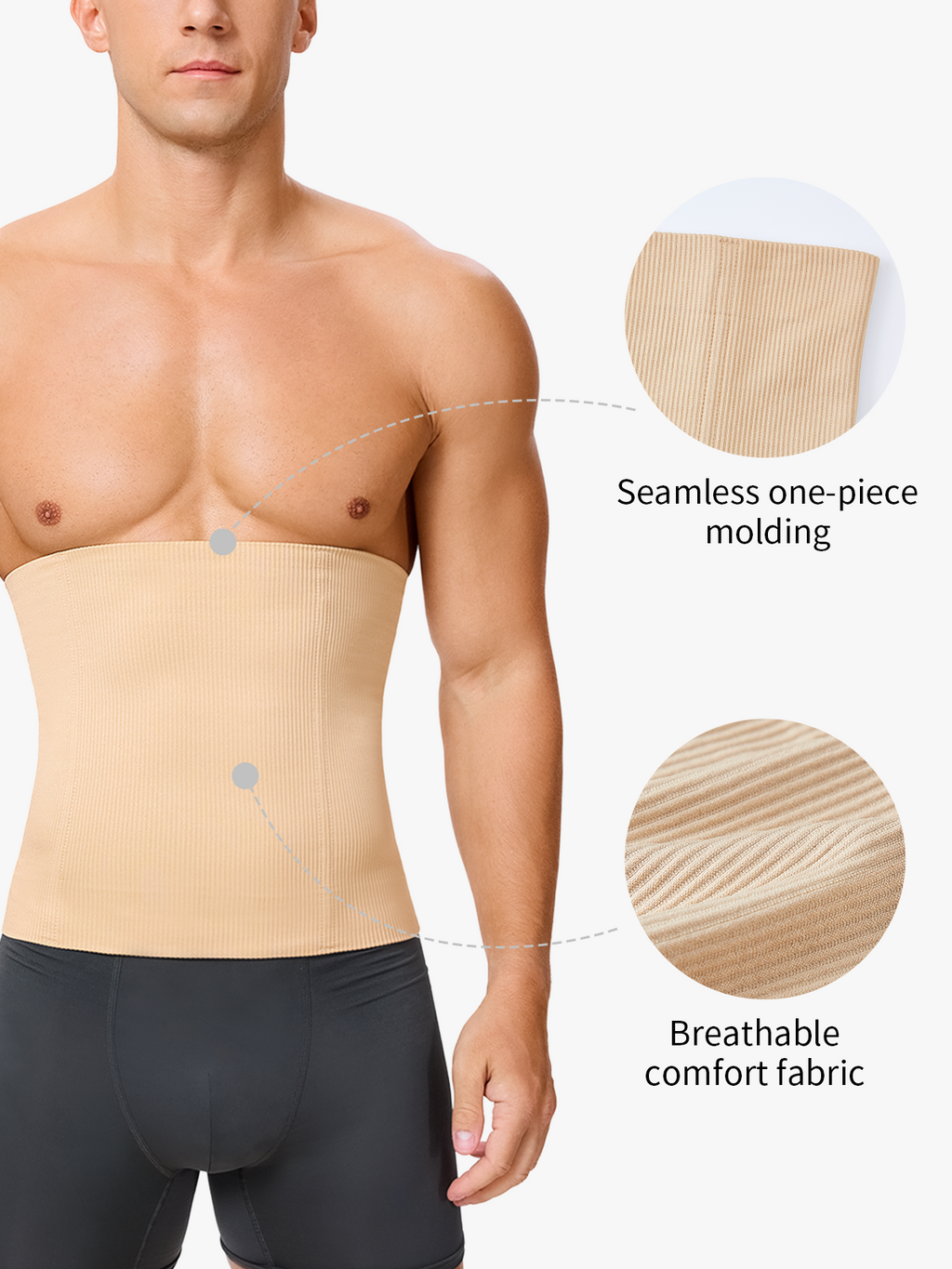 Men's Seamless Boning Support Waist Cincher