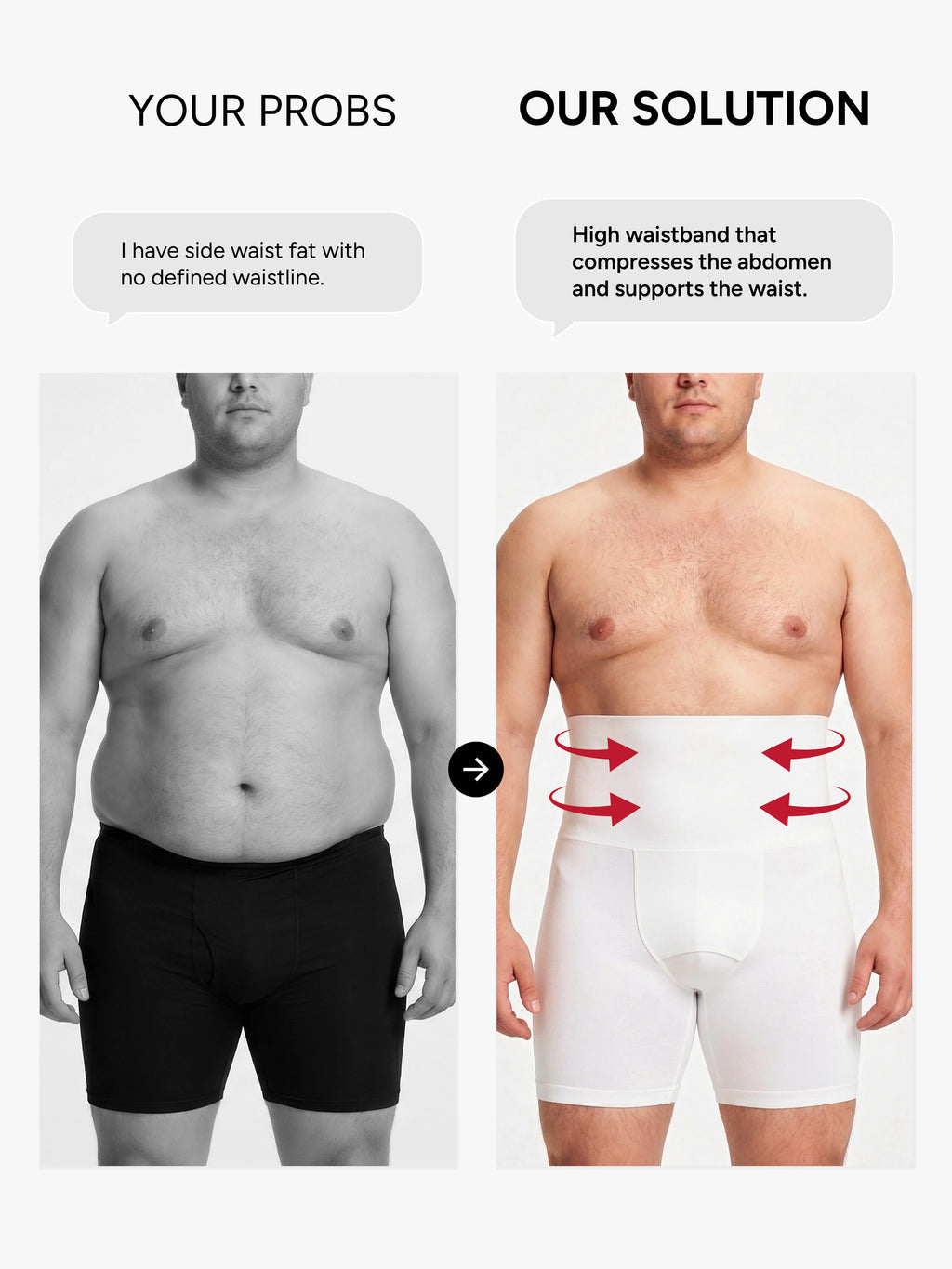 Men's Seamless High-Waist Boning Support Shorts