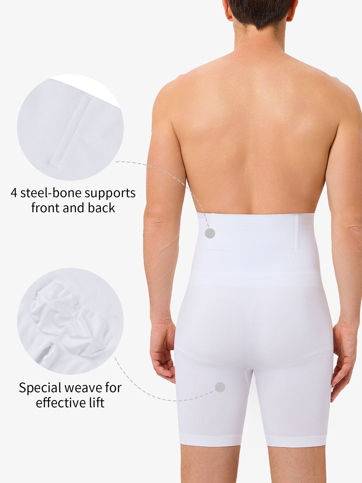 Men's Seamless High-Waist Boning Support Shorts