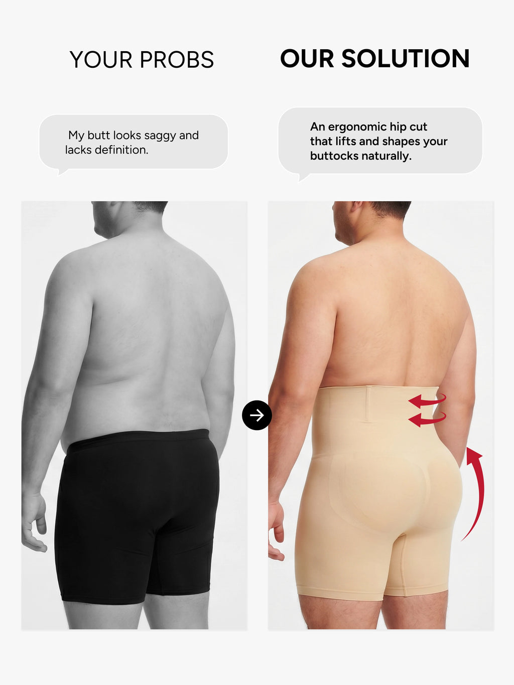 Men's Seamless High-Waist Boning Support Shorts