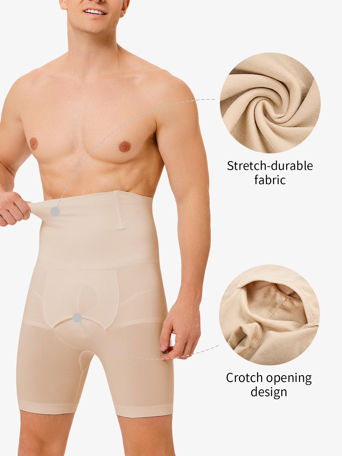 Men's Seamless High-Waist Boning Support Shorts