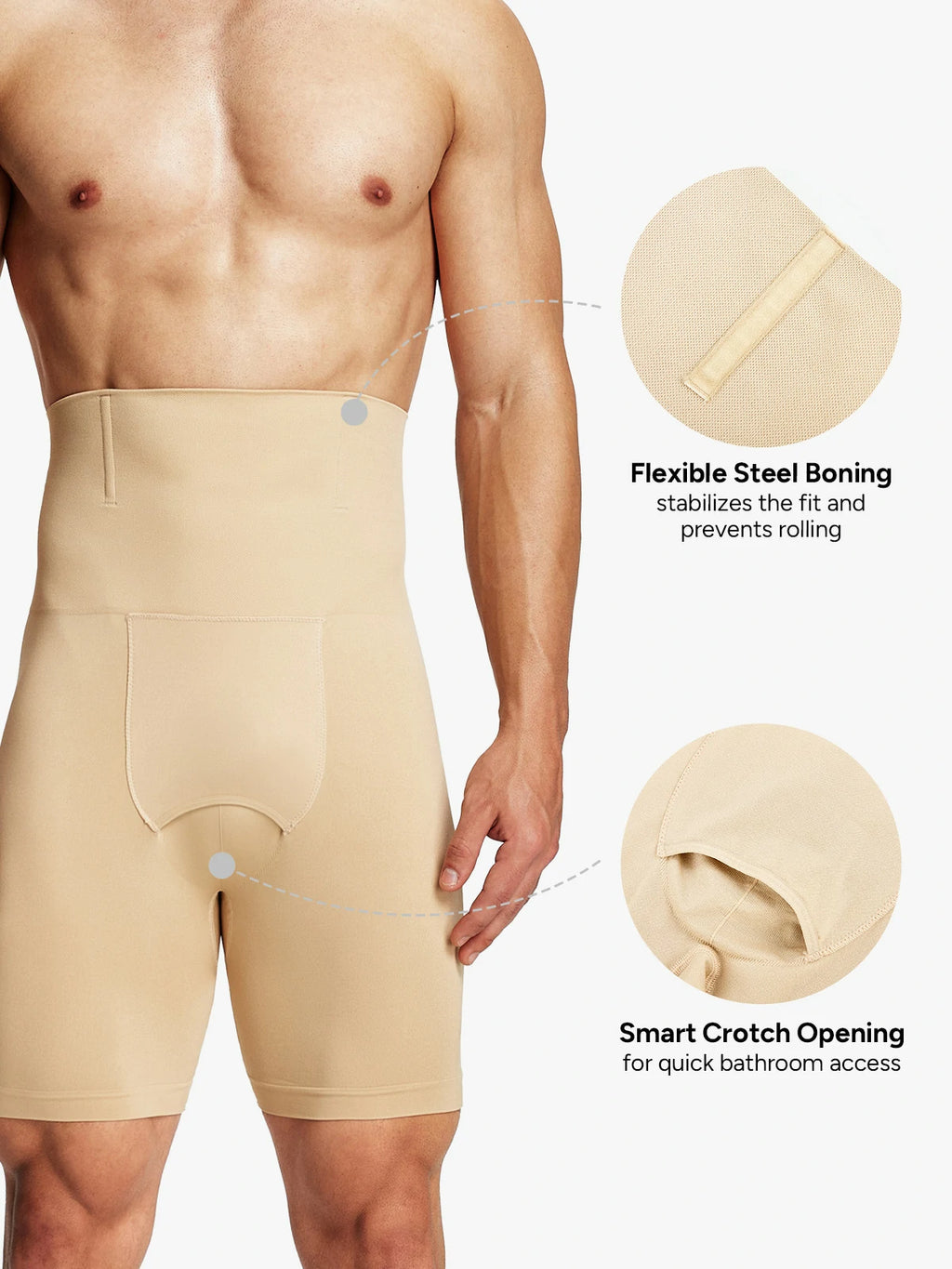 Men's Seamless High-Waist Boning Support Shorts