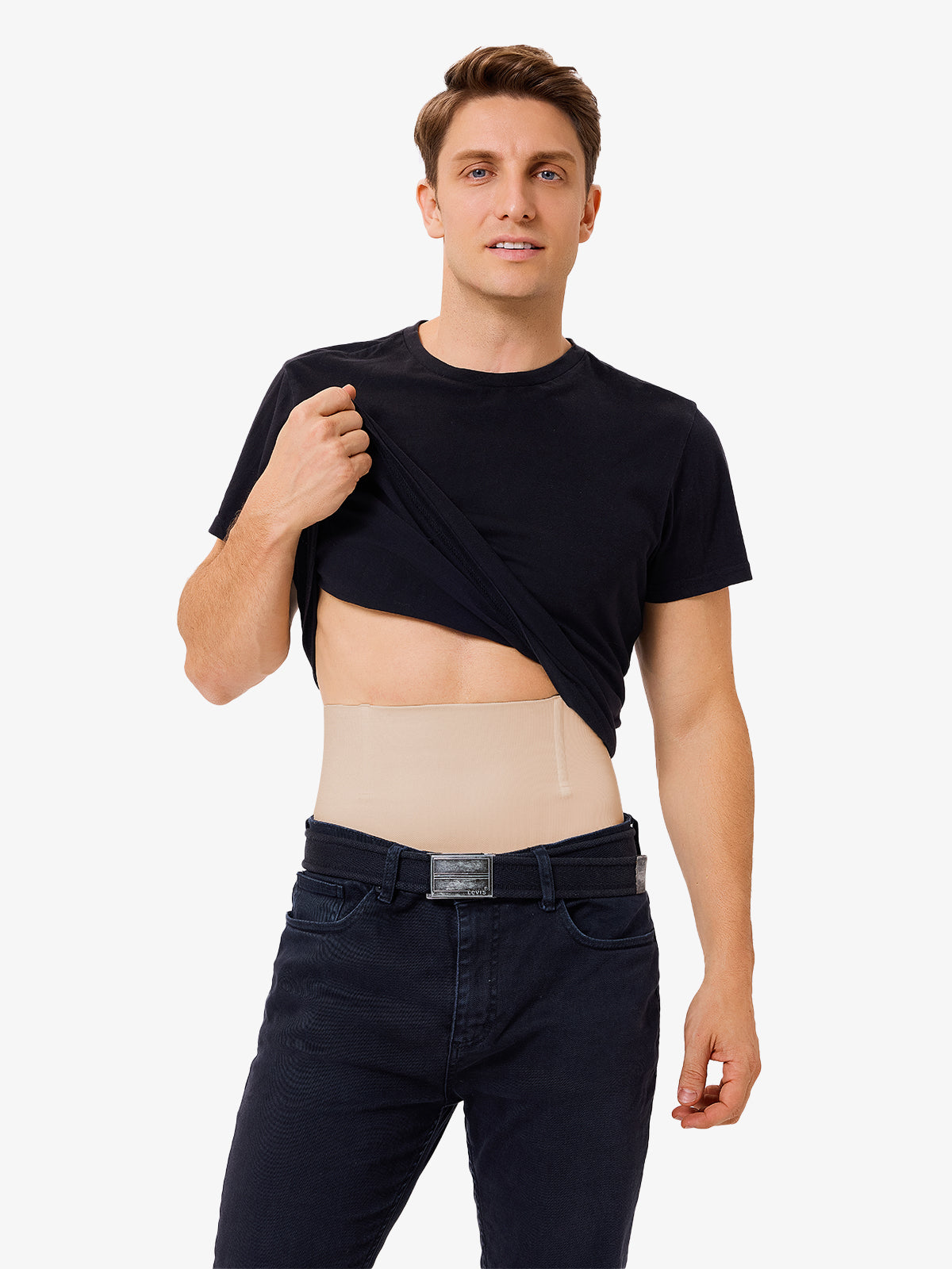 Men's Seamless High-Waist Boning Support Shorts