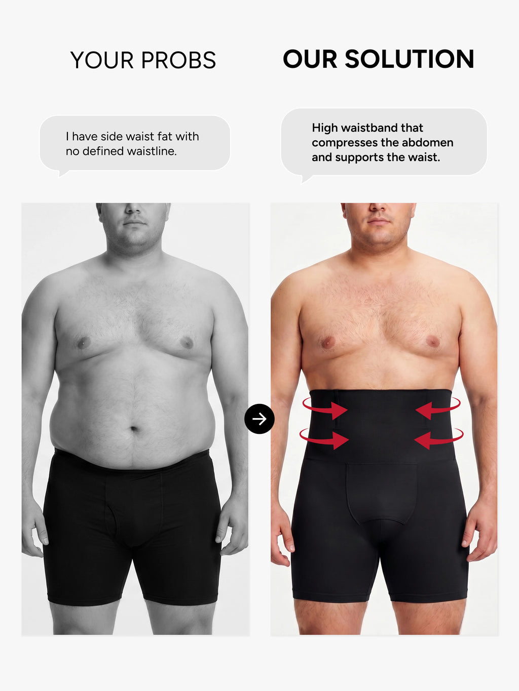 Men's Seamless High-Waist Boning Support Shorts