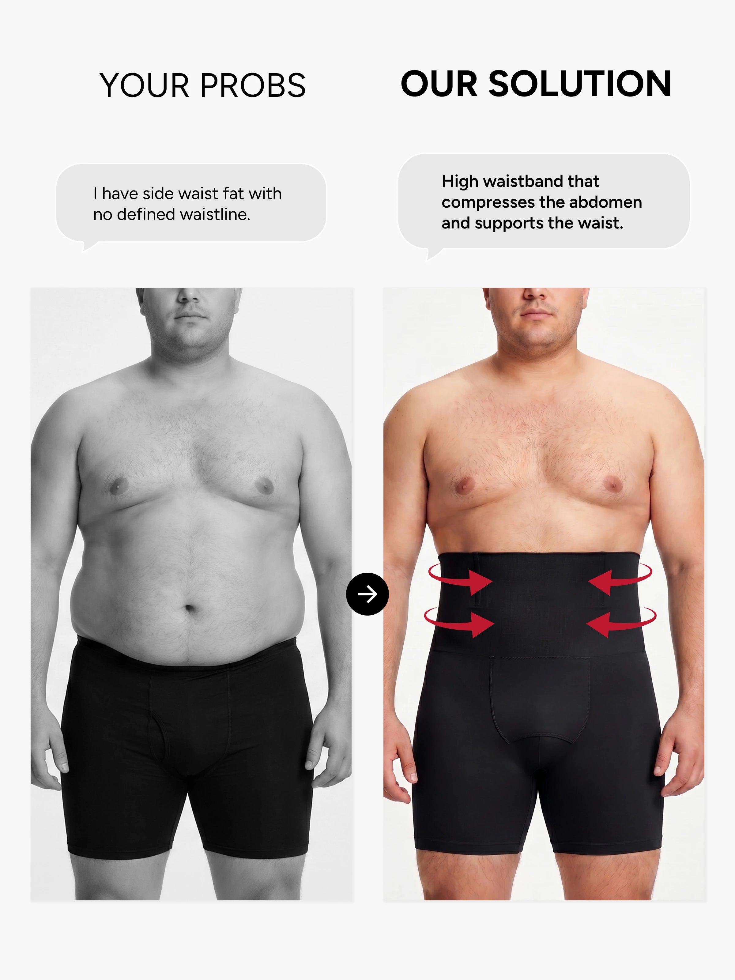 Men's Seamless High-Waist Boning Support Shorts