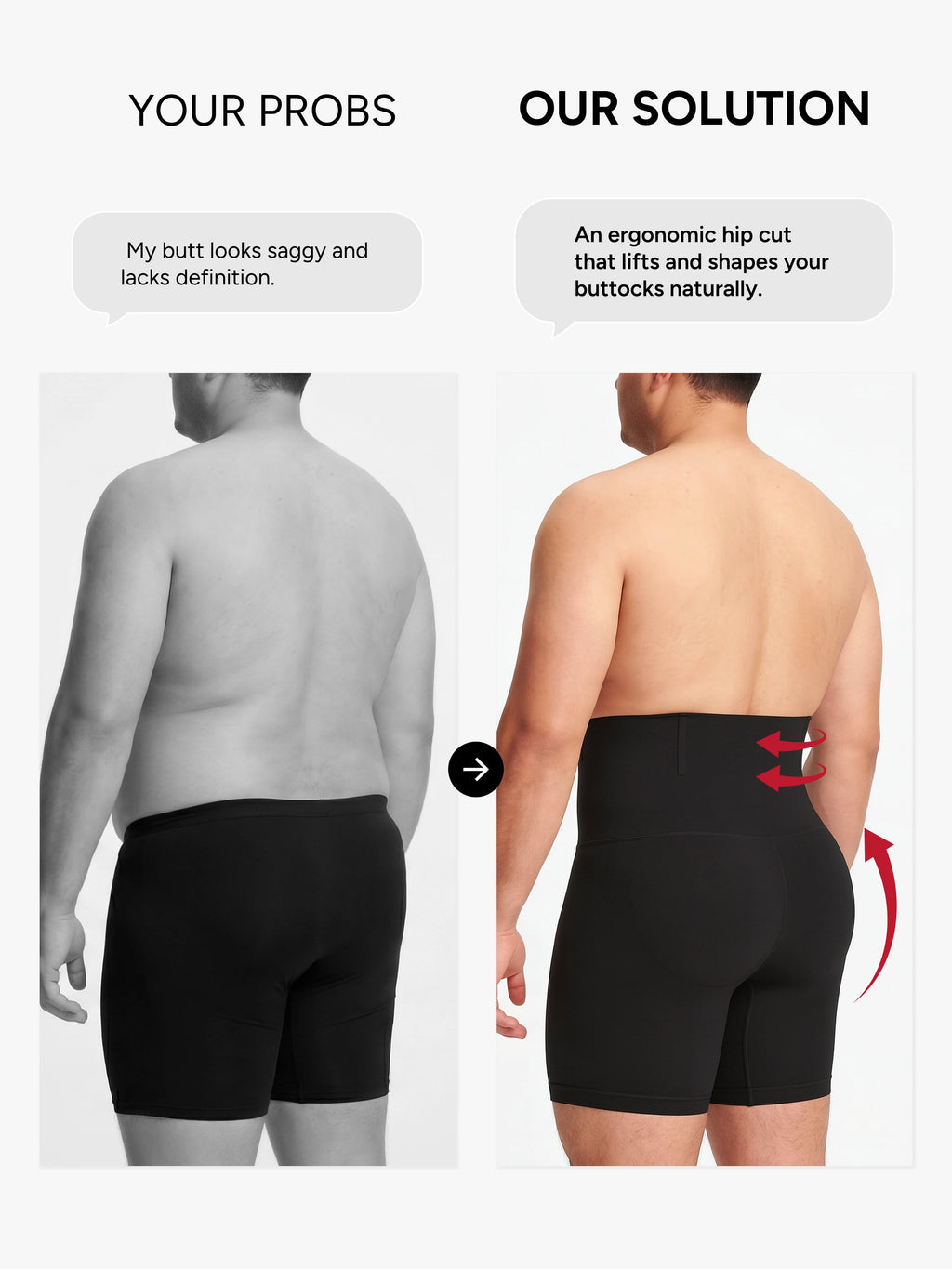 Men's Seamless High-Waist Boning Support Shorts
