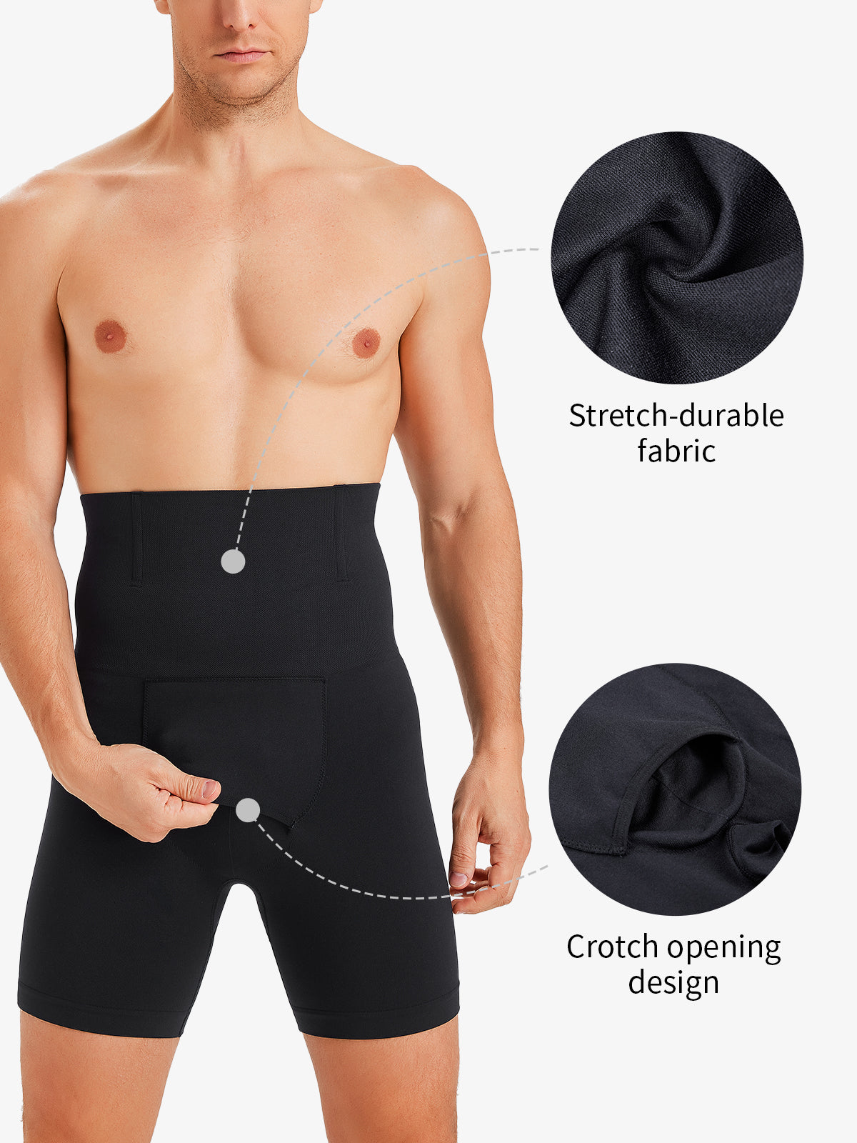 Men's Seamless High-Waist Boning Support Shorts
