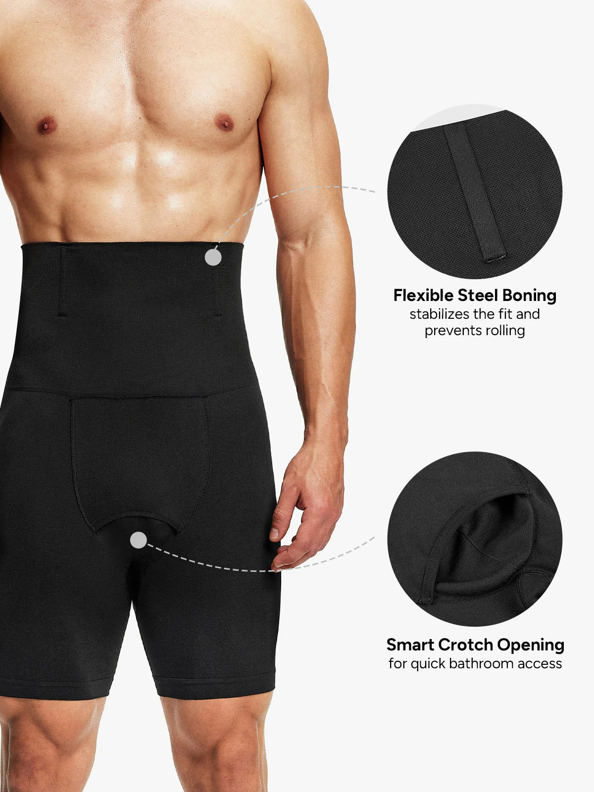 Men's Seamless High-Waist Boning Support Shorts