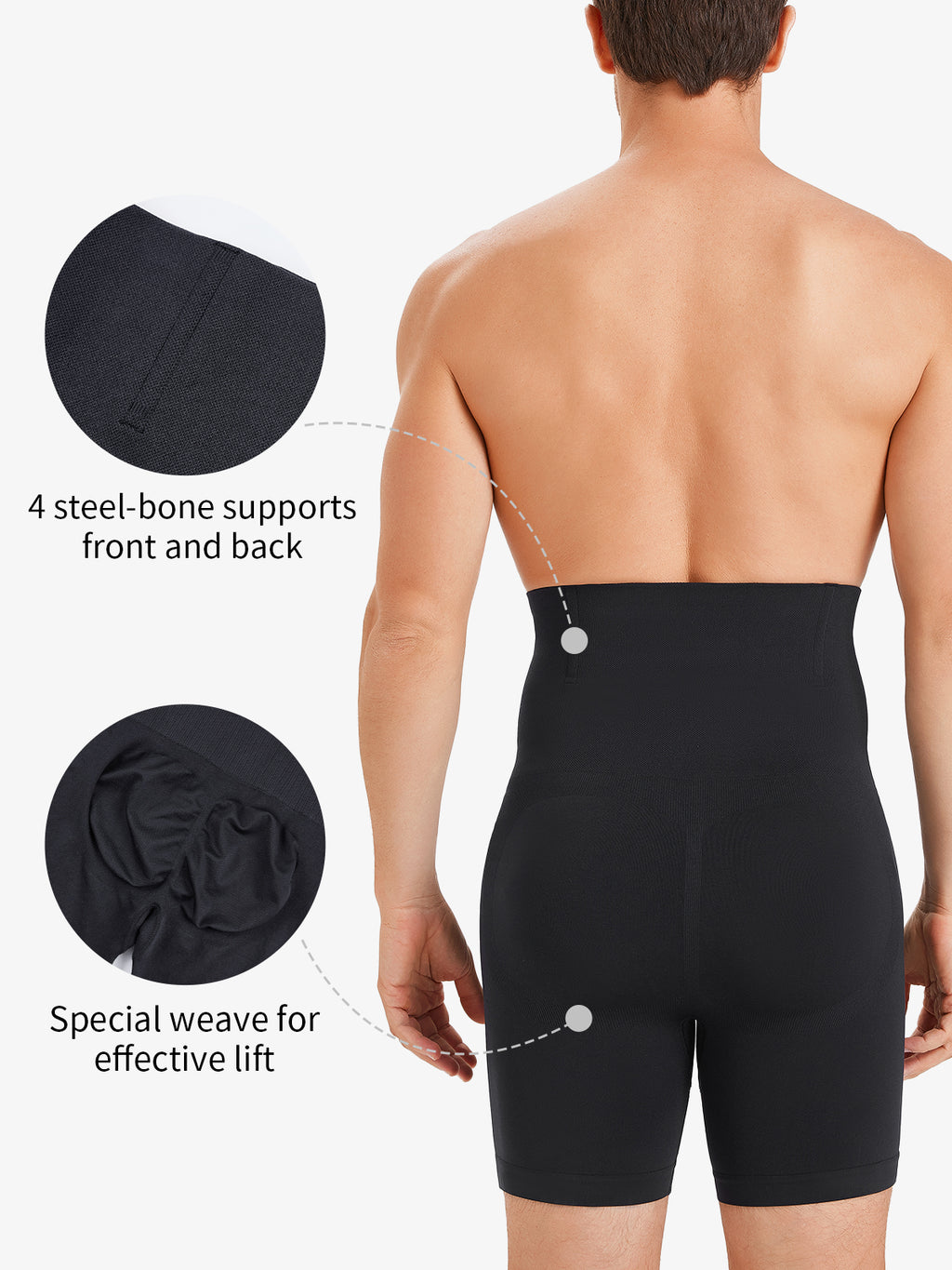 Men's Seamless High-Waist Boning Support Shorts