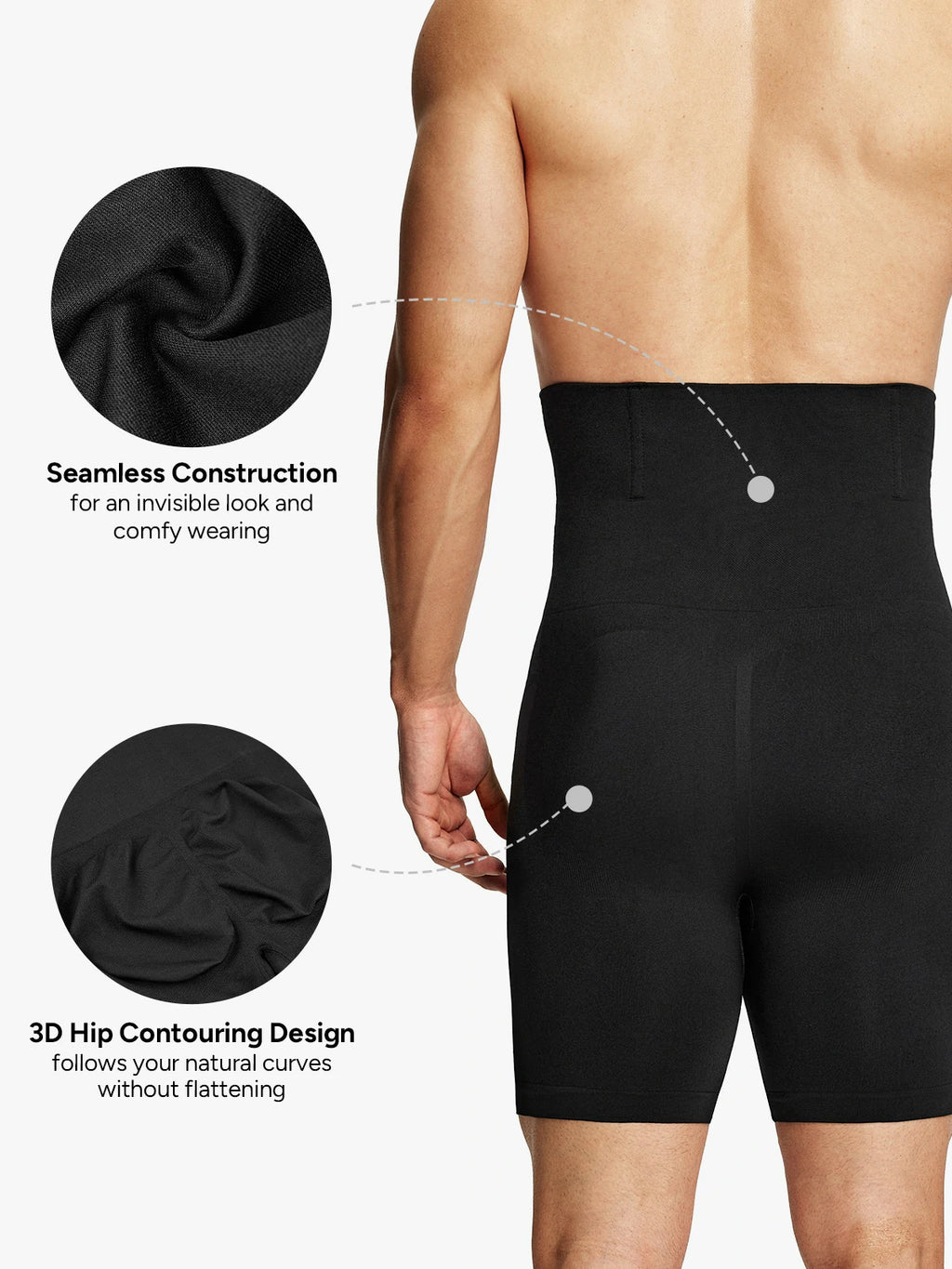 Men's Seamless High-Waist Boning Support Shorts