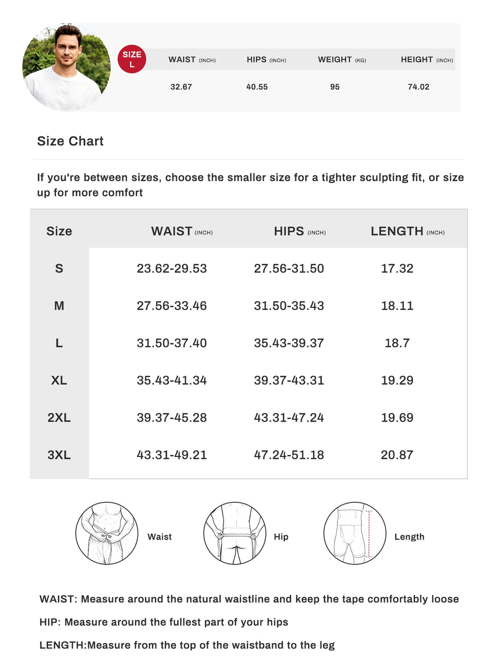 High Waist Steel Boning Support Shorts for Men