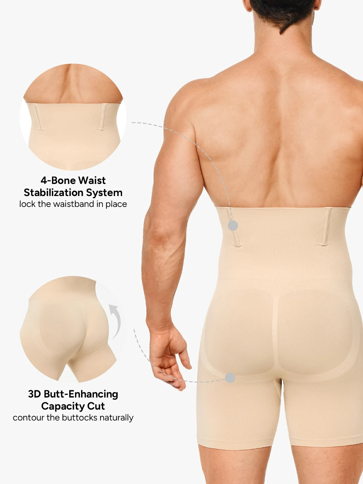 High Waist Steel Boning Support Shorts for Men