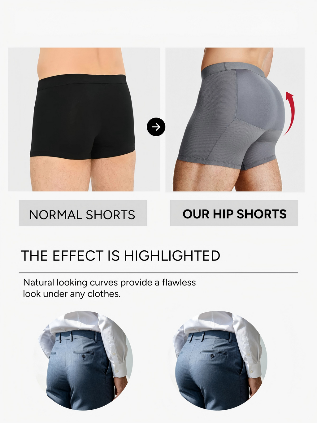 Mid-Waist Padded Butt Lifting Boxer for Men