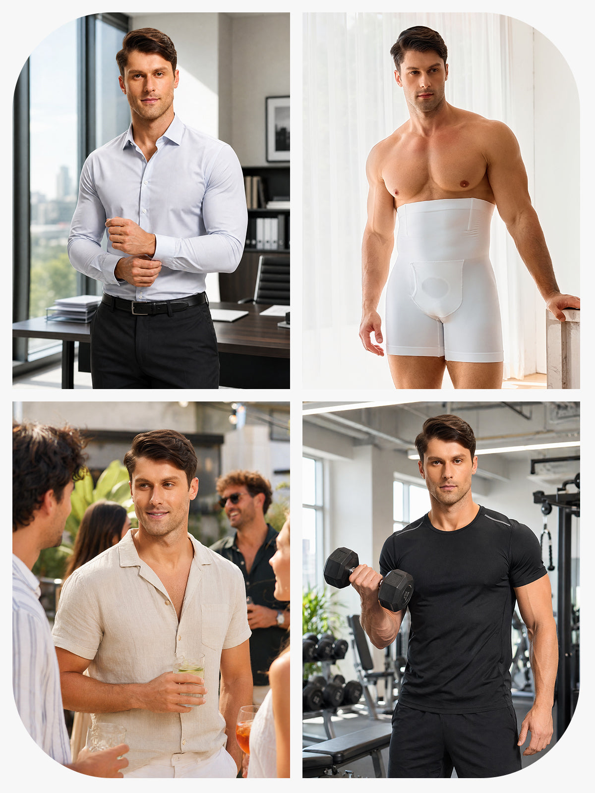 Men's High Waist Body Shaper Shorts with Steel Boning Support