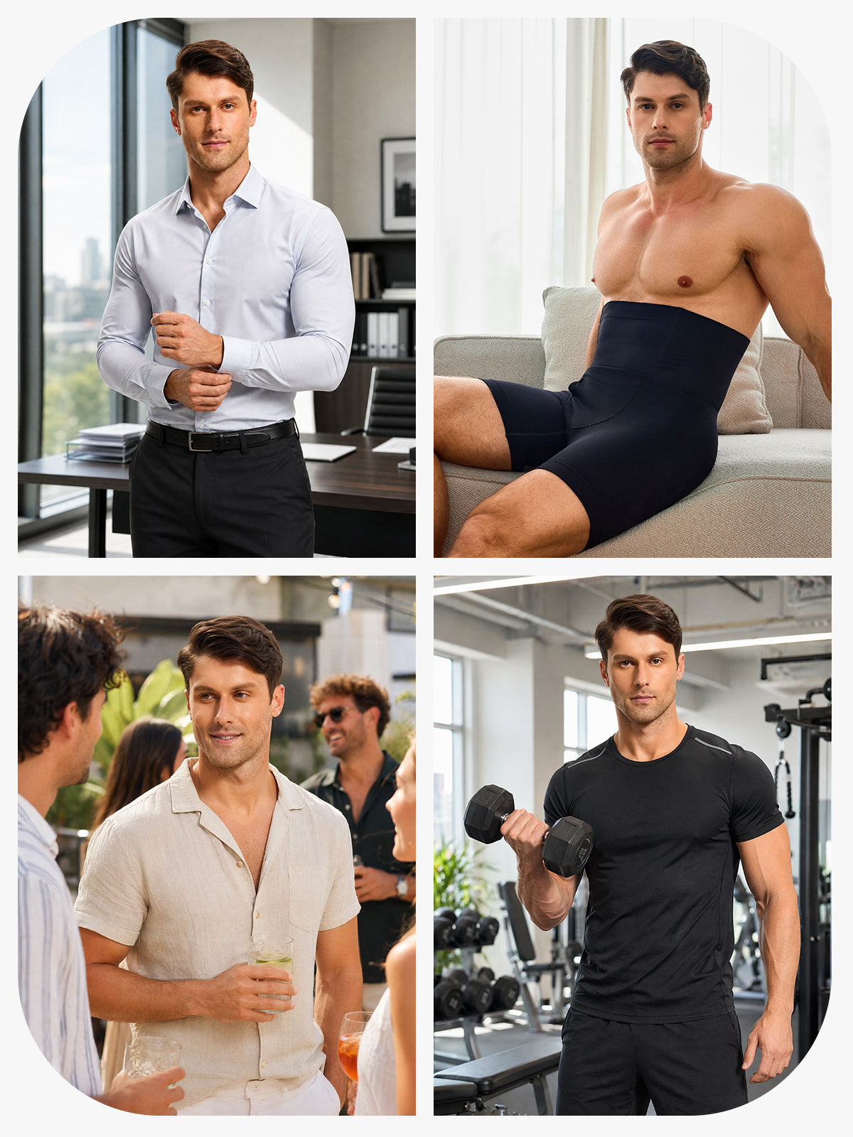 Men's High Waist Body Shaper Shorts with Steel Boning Support