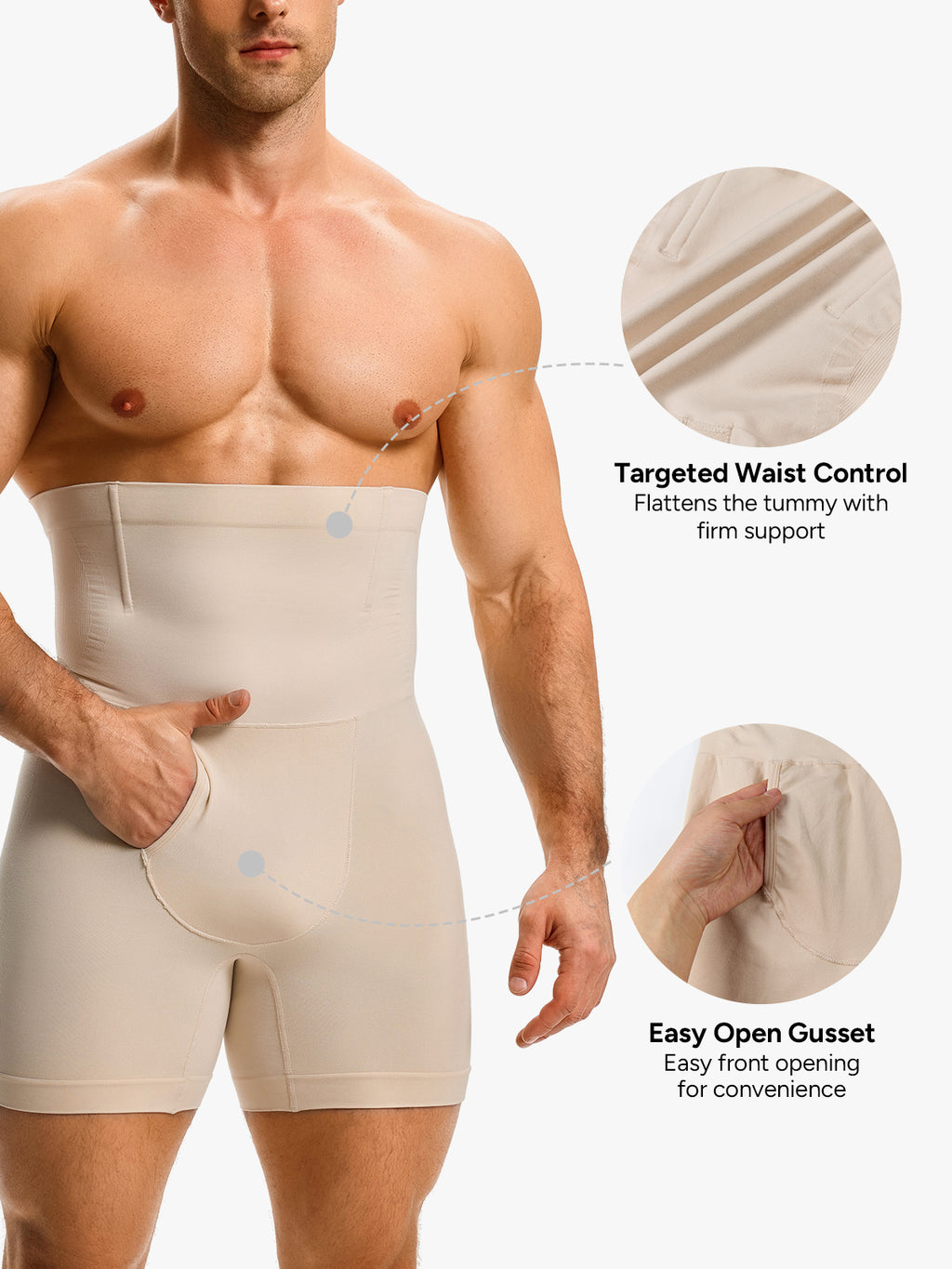 Men's High Waist Body Shaper Shorts with Steel Boning Support