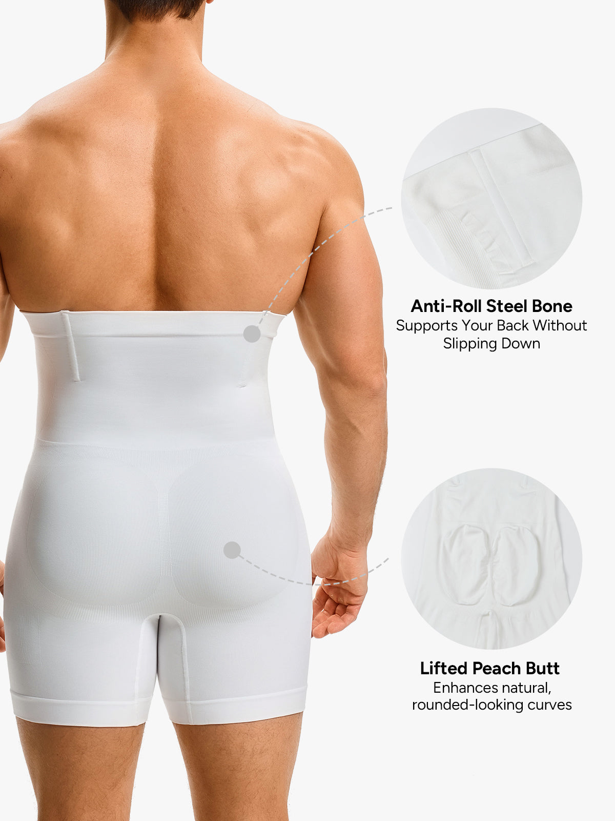 Men's High Waist Body Shaper Shorts with Steel Boning Support