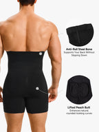 Men's High Waist Body Shaper Shorts with Steel Boning Support