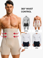 Men's High Waist Body Shaper Shorts with Steel Boning Support