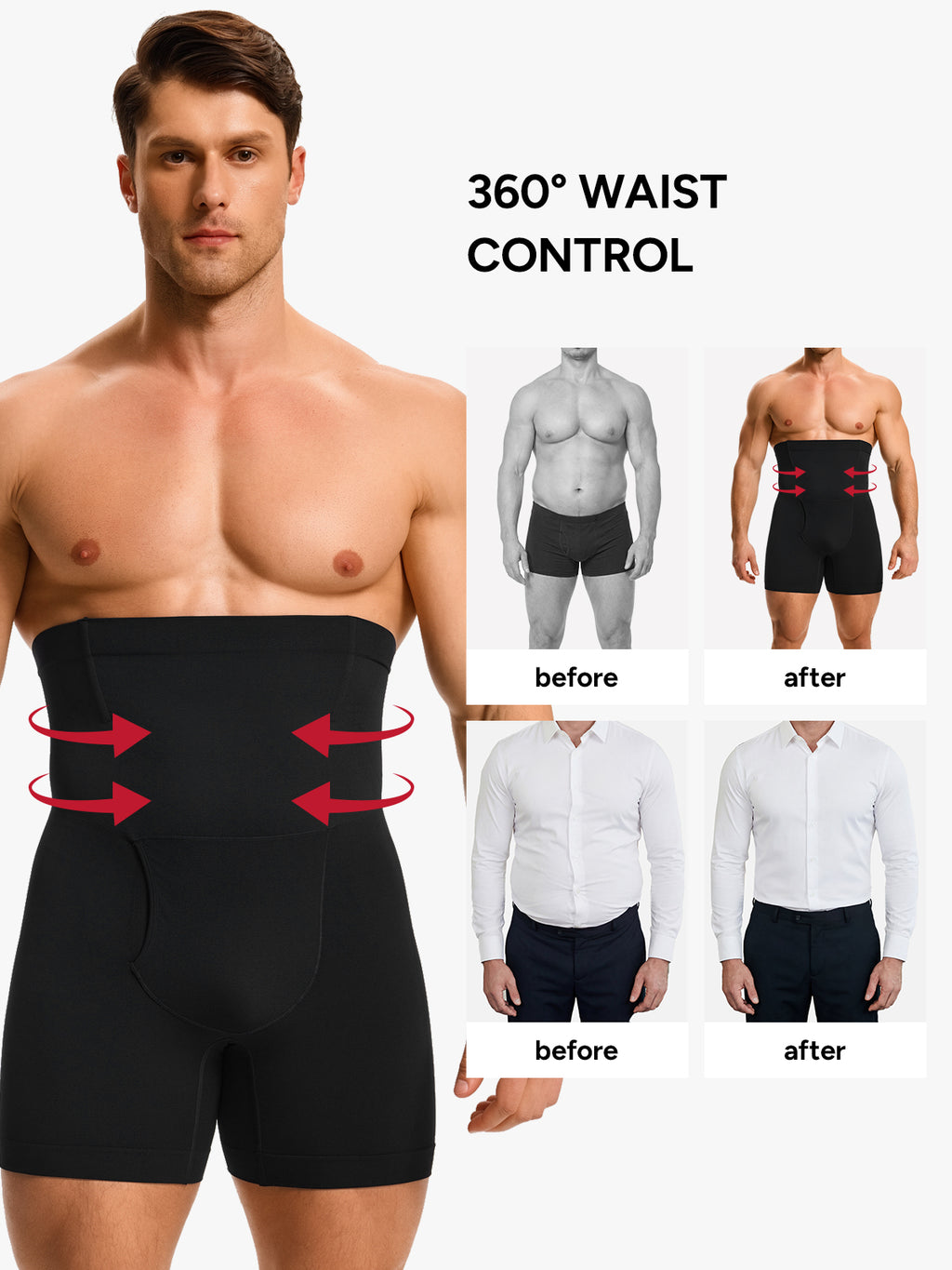 Men's High Waist Body Shaper Shorts with Steel Boning Support