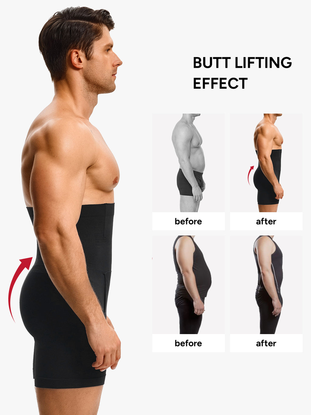Men's High Waist Body Shaper Shorts with Steel Boning Support