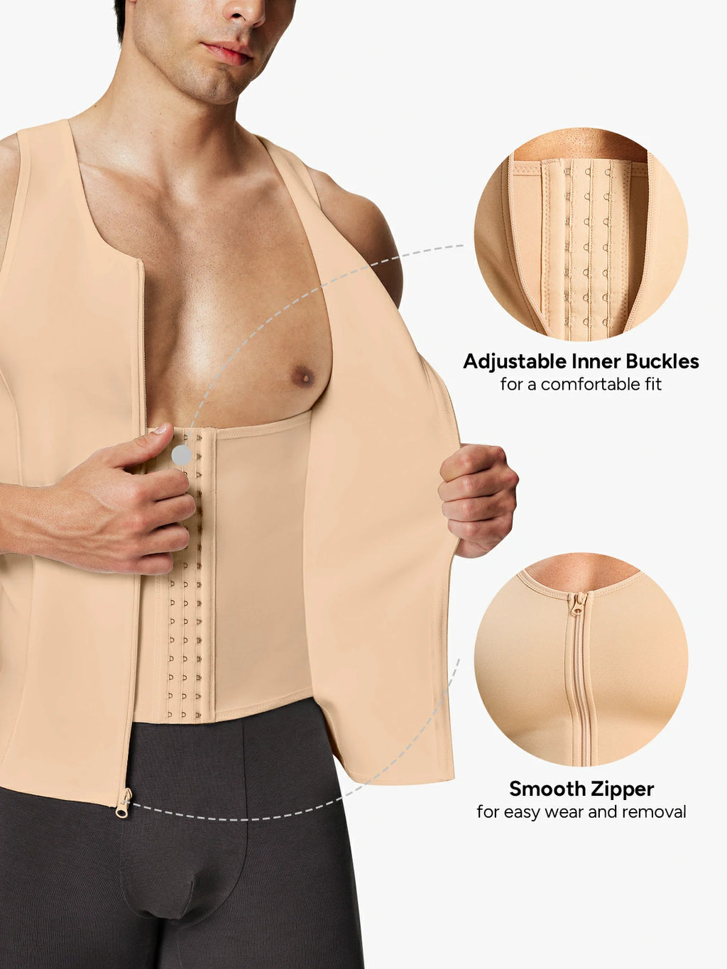 Zipper Belly Compression Workout out Waist Trainer Shapewear Tank Top