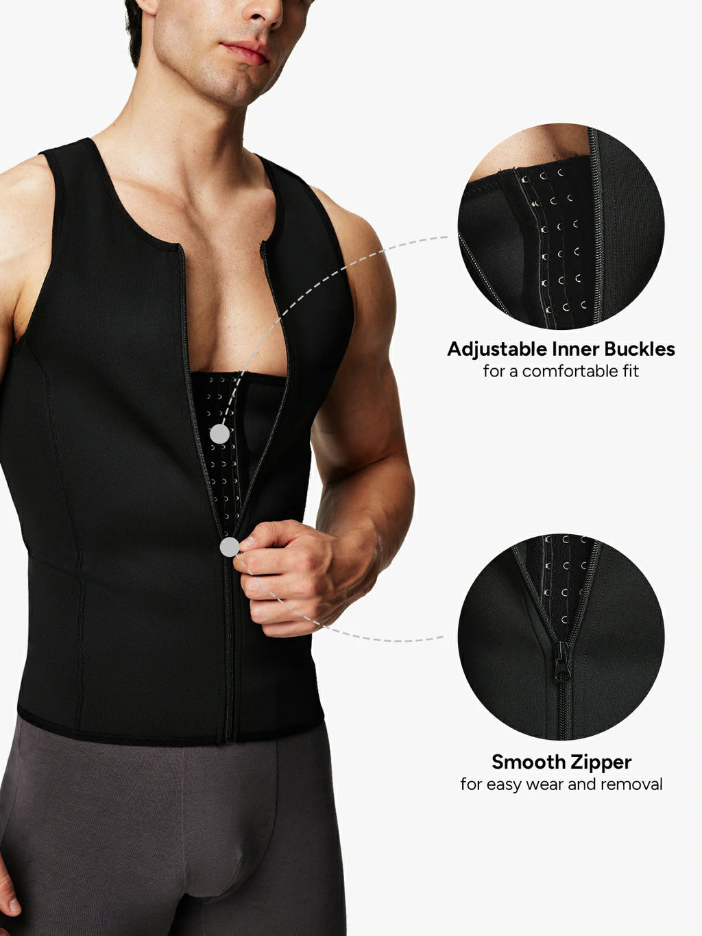 Zipper Belly Compression Workout out Waist Trainer Shapewear Tank Top