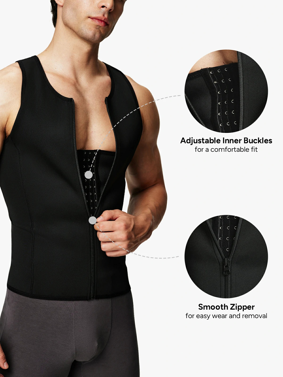 Zipper Belly Compression Workout out Waist Trainer Shapewear Tank Top