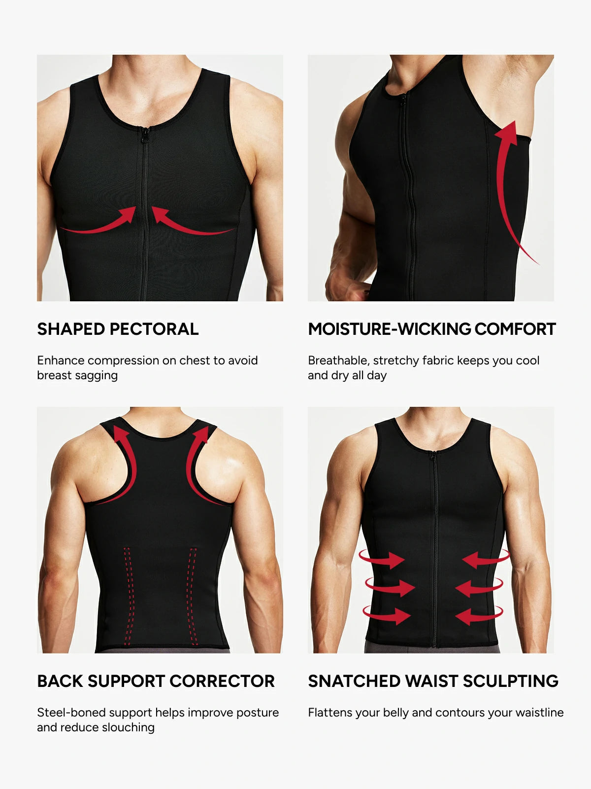 Zipper Belly Compression Workout out Waist Trainer Shapewear Tank Top